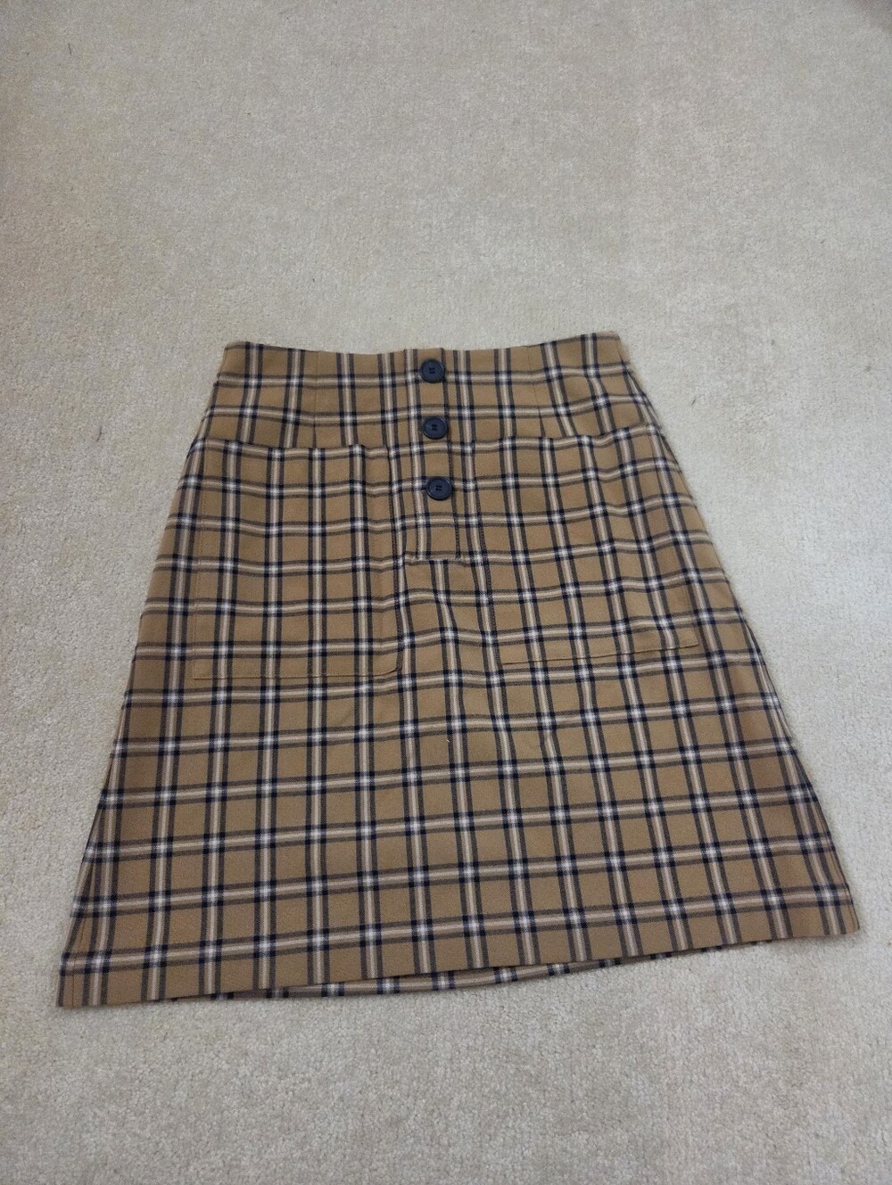 Mustard Yellow Plaid Women's Button-Up Skirt